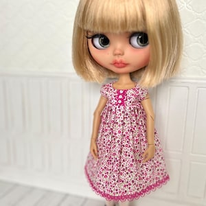 Pretty Cream and Pink Floral empire dress for Blythe