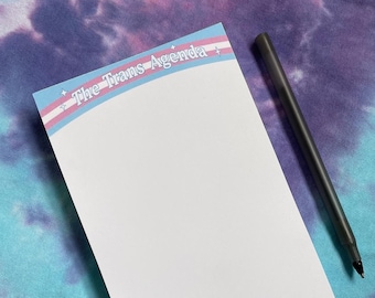 The Trans Agenda Notepad -- Transgender Gift, Stationery, To Do List, Checklist, Transfigure Print Co., Queer, LGBT+, Pride, Trans Flag