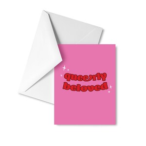 Carte queerly bien-aimée -- Carte de voeux homosexuelle LGBT + Saint Valentin hommes aimant les hommes femmes aimant les femmes partenaire romantique mignon rose rouge romantique