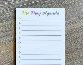 The They Agenda Checklist Notepad -- Nonbinary To Do List Enby Enbie Stationery Gay Agenda They Them Theirs LGBT Transgender Trans Pronouns