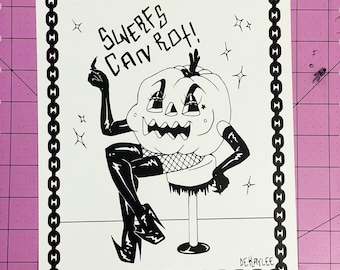 SWERFS Can Rot! 8 x 10" Print -- Pole Dancer Pumpkin Exotic Dancer Stripper Art Illustration Halloween Spoopy Punkin Pie Sex Work Is Work