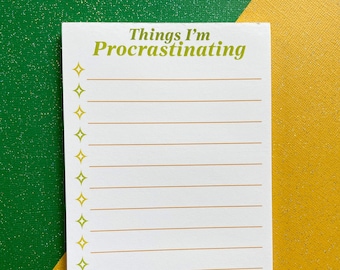 Things I’m Procrastinating Notepad — Procrastination, Funny Gift, Stationery, To Do List, Procrastinators, Checklist, Notes, Lined Notepad