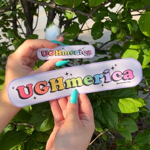 UGHmerica Bumper Sticker -- Political, Leftist, Mutual Aid, Queer, America, Exhausted, Roe V Wade, Feminist, Project 2025, 2024 Election