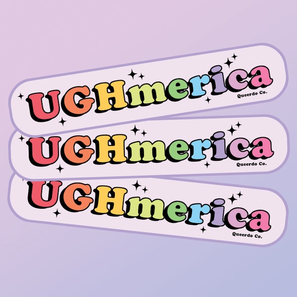 FUNDRAISER UGHmerica Bumper Sticker -- Political, Leftist, Mutual Aid, Queer, America, Exhausted, Roe V Wade, Feminist, Abortion, Funny