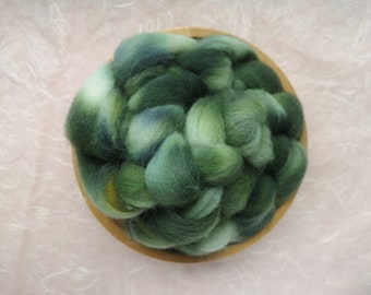 Hand Dyed Southdown Top Wool Fibre for Hand Spinning in Greens and Blues: Made in Scotland