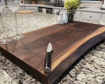 Black Walnut XL, Gorgeous, Forest-to-Table Double Live-Edge Wood Charcuterie / Appetizer / Dessert / Grazing Board / Serving Tray. 27x13"