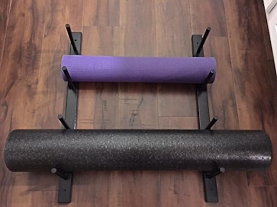 Classy Wood Yoga Mat & Foam Roller Rack. 1 Set for 4 Yoga Mats