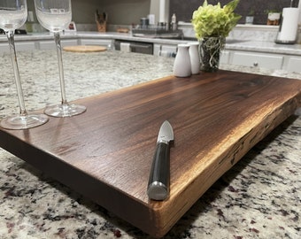 Black Walnut XL, Gorgeous, Forest-to-Table Double Live-Edge Wood Charcuterie / Appetizer / Dessert / Grazing Board / Serving Tray. 27x13"