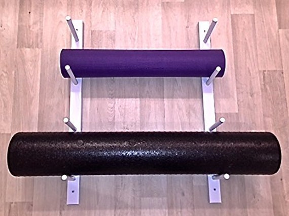 Classy Wood Yoga Mat & Foam Roller Rack. 1 Set for 4 Yoga Mats