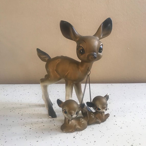 1950s/60s Gold Ceramic Deer Chain Family Mid Centu