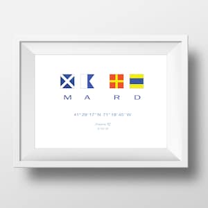 Nautical Flag - Wedding Print Personalized Initials 8x10, 11x14 Print