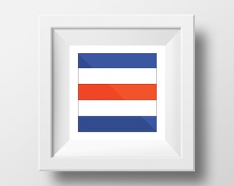 May include: A white frame with a blue, white, and orange flag inside. The flag has three horizontal stripes, with the top and bottom stripes being blue and the middle stripe being orange.