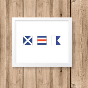 Nautical Flag - Personalized Initials 8x10, 11x14 or 16x20 Print