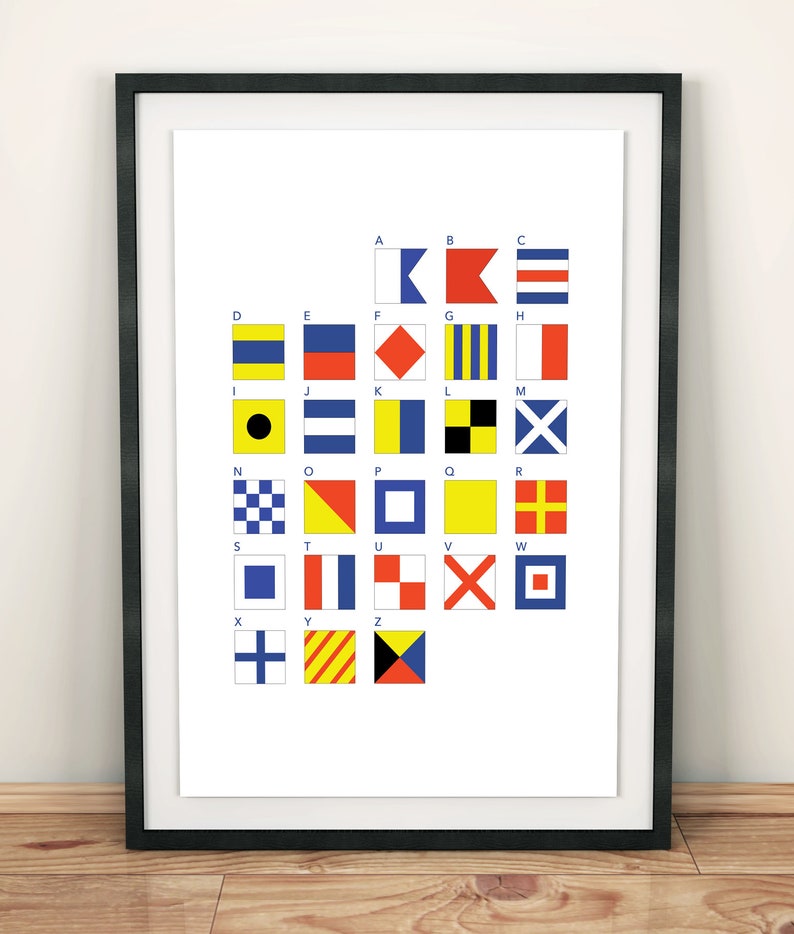 Phonetic Alphabet Signal Flag Print With Letters | Nautical Maritime ...