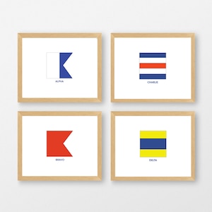 Set of ANY 4 Nautical Flags (with Phonetic Name) 5x5 (square), 8x8 (square) or 8x10 Prints