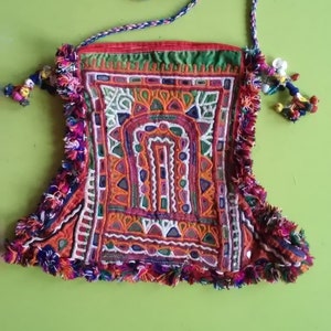 Antike Tasche Indien Tasche Bestickte Tasche Banjara Tasche Kutchi Tasche Boho Tasche Hippie Tasche Spiegelarbeit bunte Tasche Quasten Indianertasche Festival