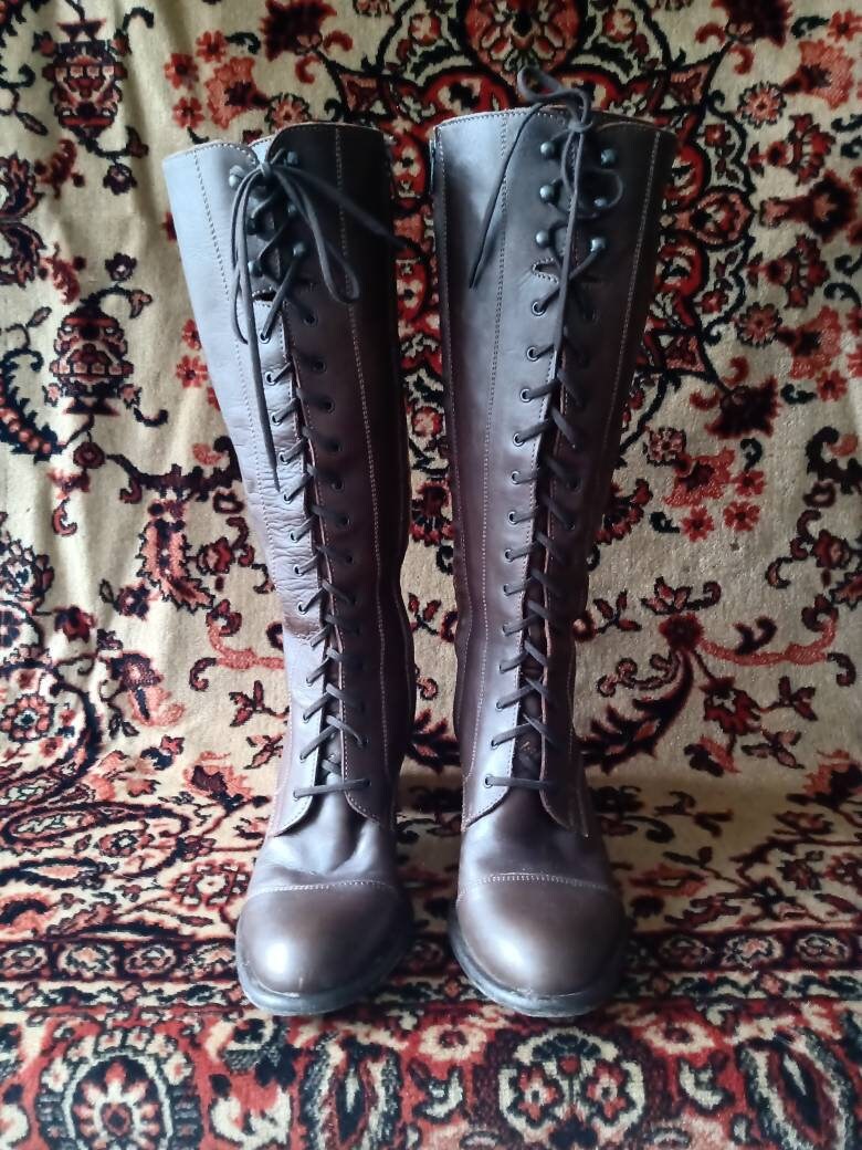 Tall Lace up Boots - Etsy