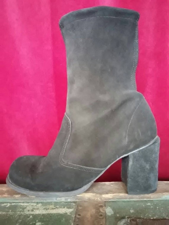 Black suede 60s/70s boots Seventies ankle boots wi