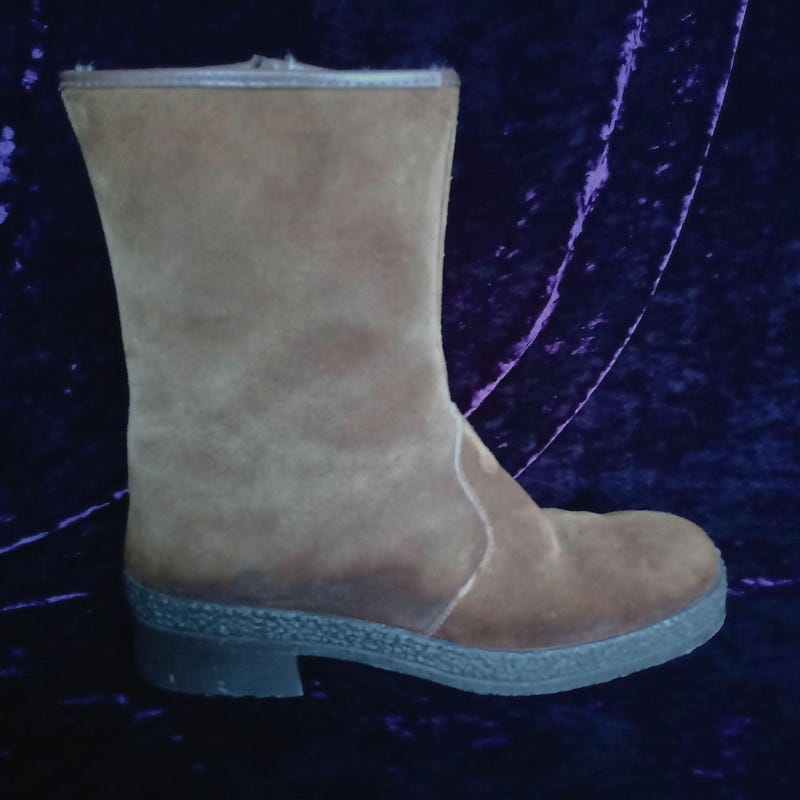 Bottes Western Vintage Texas Années 70 - Cuir Marron, Incrustation Florale, Taille 7.5 US
