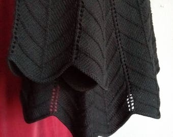 Vintage jaren '80 Mac & Maggie zwarte wol mix A-lijn trui met rol hals bellsleeves en geschulpte zoom tachtig jaren new wave pullover Maat M-L