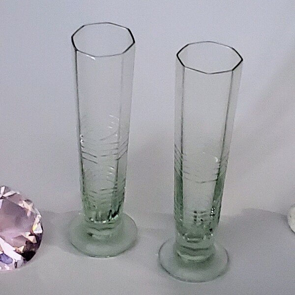 Depression Glass Green Shot Glasses Etsy