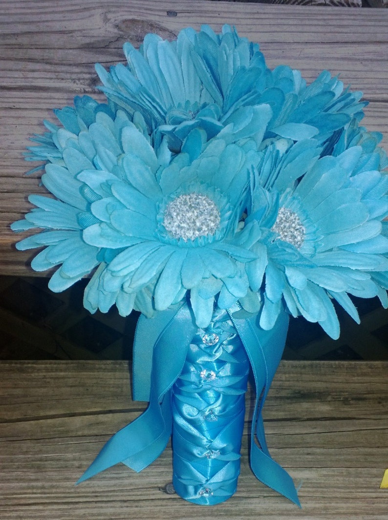 15 Piece Daisy Bridal Bouquet Wedding Bouquet Set Purple Etsy