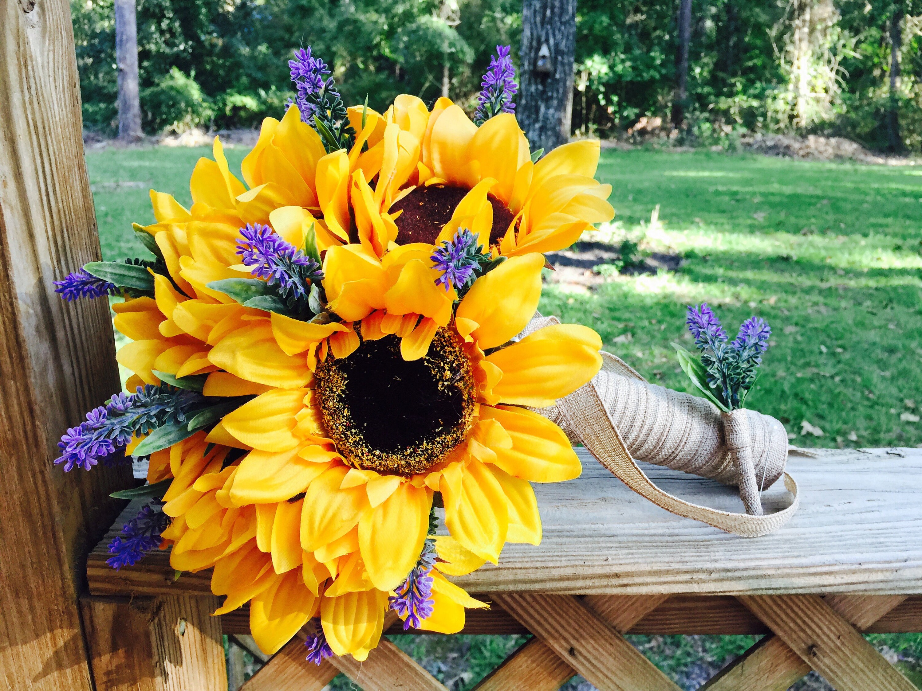 Sunflower & Lavender Wedding Bouquet Set Sunflower Bridal Etsy