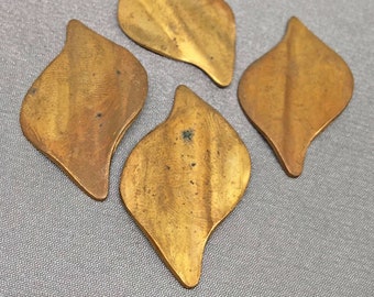 4 Vintage Cast Brass Leaf Petal Metal Findings