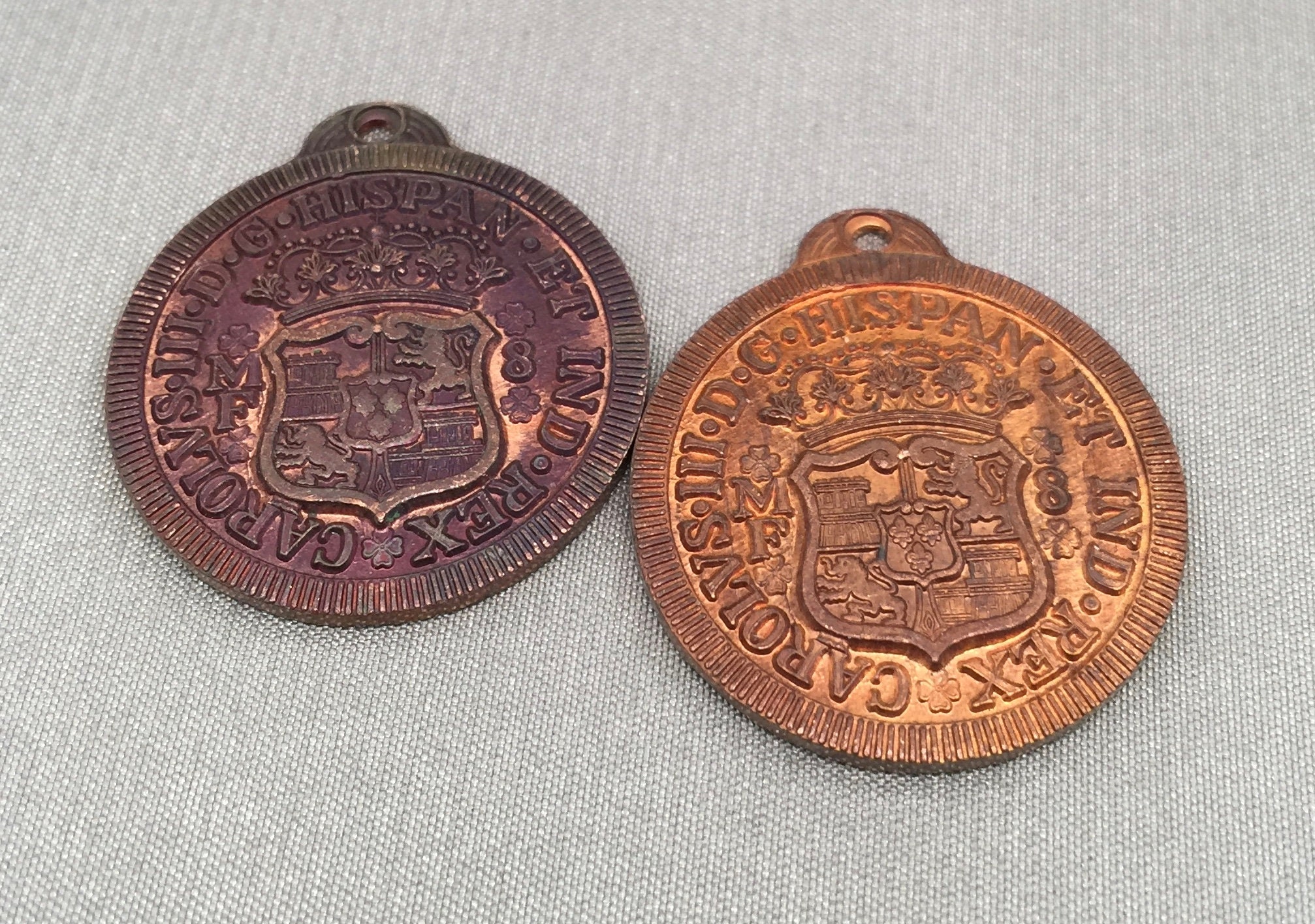 2 Vintage Heavy Brass Metal Coin Pendants 28mm Etsy