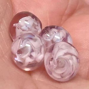 4 Vintage Purple White Italian Venetian Glass Beads