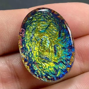 1 Vintage Vitrail Medium Oval Glass Stone