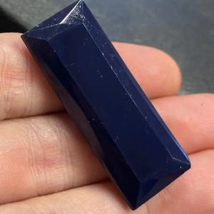 2 Vintage Dark Amethyst Rectangle Glass Stones #9238