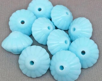 10 Vintage Creamy Turquoise Austrian Glass Beads