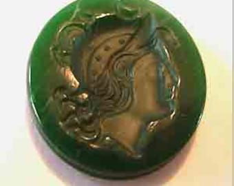 1 Vintage Jade Green Victorian Era Cameo #9169