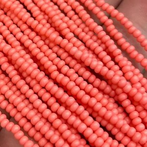 1ハンク ピンクサーモン チェコマットガラスシードビーズ