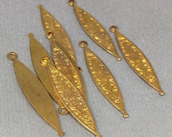 10 Vintage Raw Brass Metal Pendants