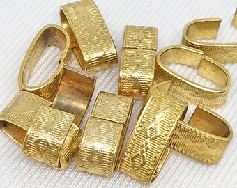 10 Vintage Etched Gold Plated Metal Links Leather Spacers