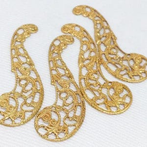 8 Vintage Brass Fancy Filigree Metal Components
