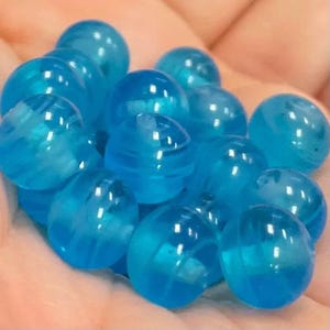20 Vintage Blue Aqua Japan Round Striped Glass Beads