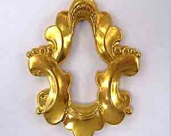 1 vintage gold brass baroque metal stamping #9020
