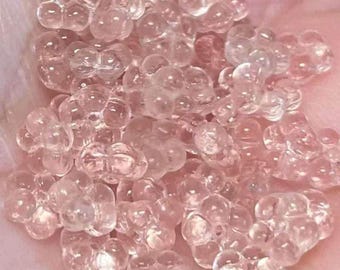 50 perles de verre rondelles roses vintage à motif floral délicat