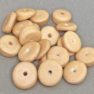 20 Vintage Beige Japan Slanted Disc Glass Beads 10mm