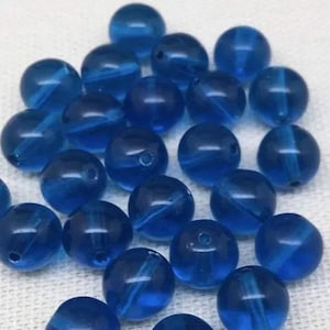 25 Blaue Tschechische Runde Capri Glasperlen