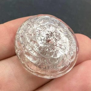 1 Vintage Silver Japan Foil Domed Glass Button Front