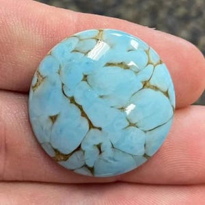 1 Vintage Blue Turquoise Japan Round Glass Cabochon