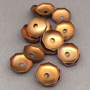 20 Vintage Brass Smooth Polygon Metal Bead Caps