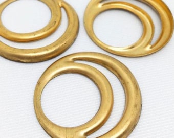 4 Vintage Double Loop Brass Round Metal Stampings
