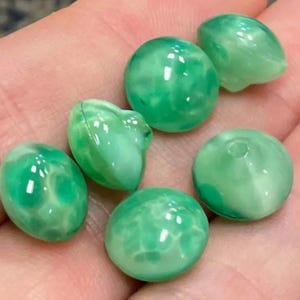 6 Vintage Green Japan Button Glass Fronts