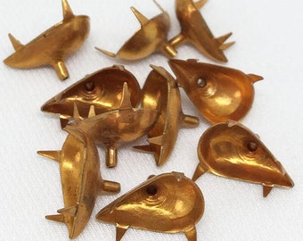 10 Vintage Brass Pear Settings