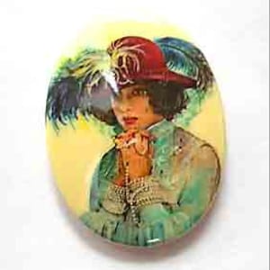 1 pretty lady acrylic oval cabochon #9507